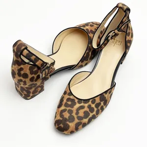 CABI Kiki Leopard Print Faux Calf Hair Adjustable Ankle Strap Block Heels 8 thumbnail 1