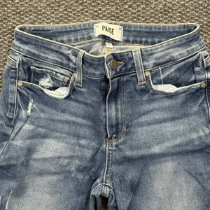 Paige Jeans Womens 27 Blue Hoxton Ankle Skinny Mid Rise Raw‎ Hem Stretch Denim thumbnail 2