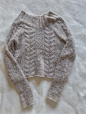 Free People Avalon Boucle Knit Mock Neck Cropped Sweater M thumbnail 1