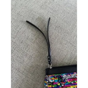 Victoria's Secret colorful‎ sequin sparkle wristlet clutch purse cosmetic bag thumbnail 4