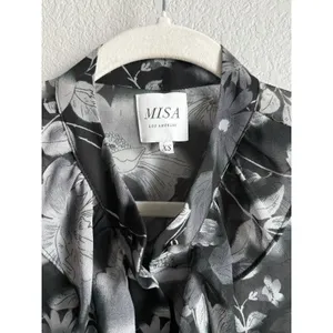 MISA Los Angeles Agnese Ruffle Tiered Midi Dress Chiffon Black Floral Boho XS thumbnail 5