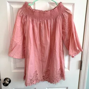 3/$25 - NWT MTS pink‎ off the shoulder flowy top thumbnail 1