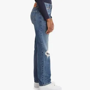 Levi's Blue Ripped Straight Leg Jeans thumbnail 2