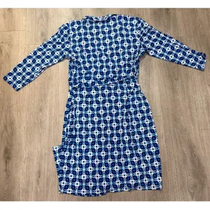 Maggy London Size 14 Blue Geometric Faux Wrap Stretch Career Dress thumbnail 6