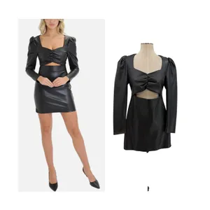 Torn by‎ Ronny Kobo Gemma Vegan Faux Leather Cut Out Mini Dress Black Size Large thumbnail 2