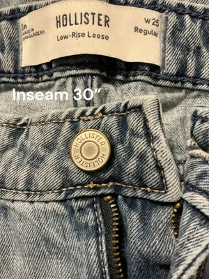 Hollister Low Rise Loose Jeans Light Wash Bow Ribbon Back Pockets W25 L30 Reg 0R thumbnail 3