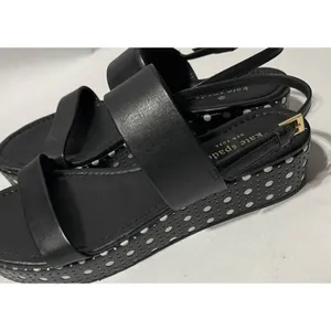 KATE SPADE black leather sandals with white‎ polka dot platforms size 8.5 thumbnail 3