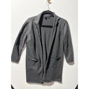 Banana Republic Knit Blazer Cardigan Dark Gray Pockets Women's Petite Small‎ thumbnail 3