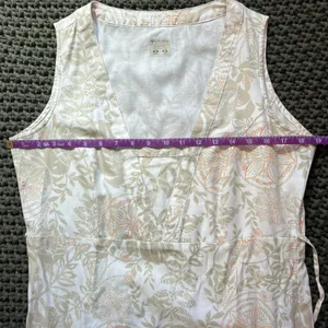 Columbia PFG Sundress Medium Tan Floral Tropical Leaf Cotton V-Neck Midi Dress thumbnail 7