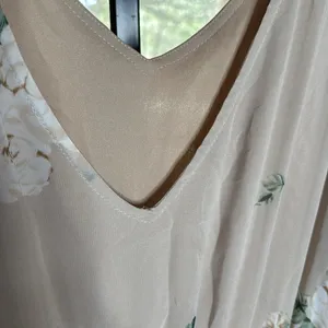 Show Me Your MuMu Kendall Maxi Dress Size XL Cream Green Floral Chiffon Low Back thumbnail 11