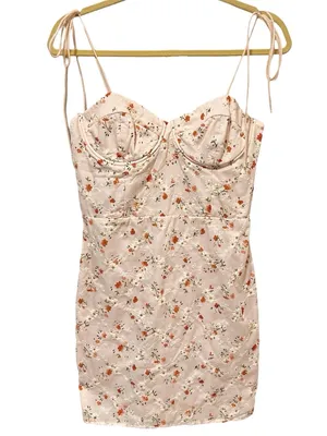 Altar’d State Embroidered Floral Bustier Mini Dress M Ivory/Orange thumbnail 1
