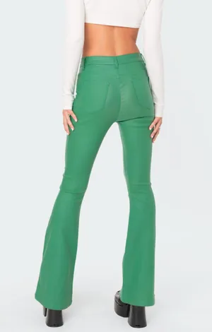 Faux Leather Flare Jeans Edikted thumbnail 3