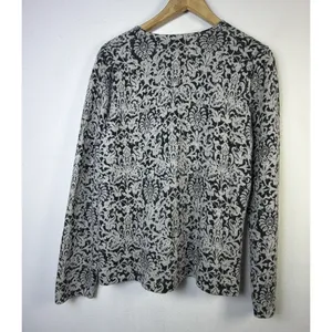 Charter Club 2 Ply 100% Cashmere Grey Floral Sweater xl quiet luxury designer thumbnail 5