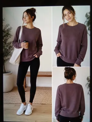 Quince Super Soft Fleece Crew Dried Fig Loungewear Capsule Wardrobe Womens Xs thumbnail 2