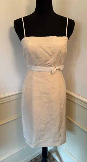 Vintage J.Crew Emma 100% Silk Faille Convertible Strapless Dress with Waist Bow thumbnail 1
