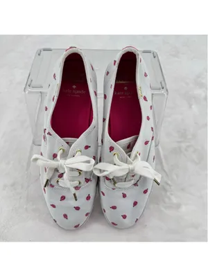 Kate Spade X Keds Ladybug Sneakers White Pink Gold Whimsical Bug Bling Size 8 thumbnail 2