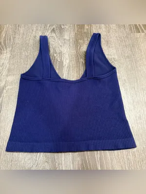 Free People Blue Solid Rib Brami thumbnail 2