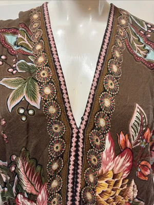 Farm Rio Anthropologie Valentina Brown Floral Maxi Dress In Brown Motif Size XS thumbnail 4