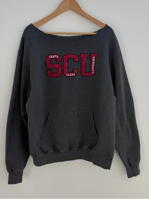 Santa Clara University SCU Champion grey off the shoulder sweatshirt thumbnail 1