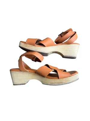 Everlane - The Clog Sandal Cognac Leather Platform Shoes Sz 10 thumbnail 8
