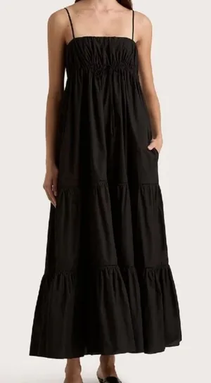 Nwt Faithfull The Brand Joen Midi Cotton Dress Black 2 thumbnail 1