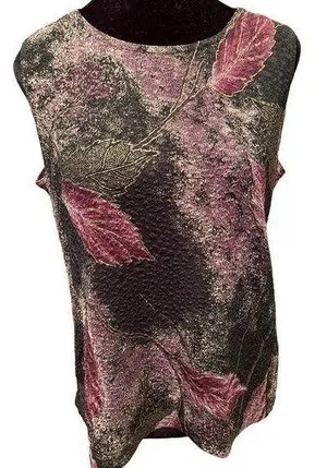 N Touch Vintage 90s Whimsygoth Autumn Fall Moody Artsy Witchy Leaf Stretch Top thumbnail 1