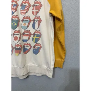 The Rolling Stones Women Sweatshirt M International Flags Raglan Yellow Cream thumbnail 12
