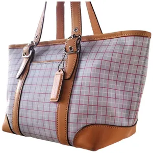 Coach - Plaid Tote Bag with Tan Accents & Hangtag thumbnail 16
