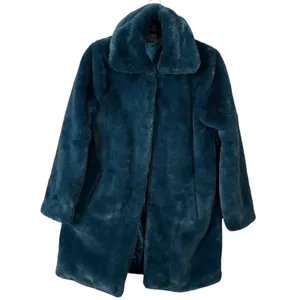 Christian Siriano Faux Fur Coat Teal Blue Womens Sz S Mob‎ Wife Whimsigoth Fairy thumbnail 2