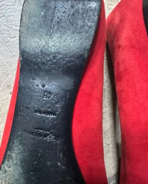 Yves Saint Laurent Red Suede Flats with Gold Toe Caps size 40/10US. thumbnail 8