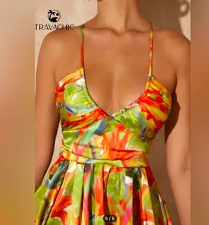 Beautiful Soft Satin Feel Bohemian Carribean Mini Dress thumbnail 1