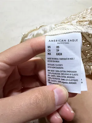 American Eagle Women’s Ivory Lace Tiered Peasant Top XS boho thumbnail 8