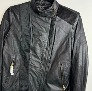 IMAN Genuine Leather Zip Jacket Sz XS Womens Fur Moto thumbnail 7