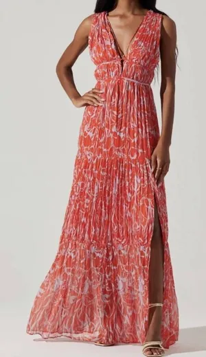 ASTR Pescadero Red Maxi Dress New With Tags LARGE wedding thumbnail 1