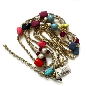 Chico’s double strand gold tone long beaded necklace NWT thumbnail 6