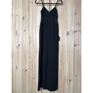 NWT Lulus Sultry Strut Black Mesh Bustier Sleeveless Wide-Leg Jumpsuit Size XS thumbnail 2