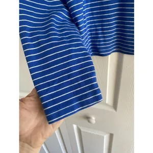 J Crew Womens Large Blue Striped Long Sleeve‎ Gold Button Black Label thumbnail 5