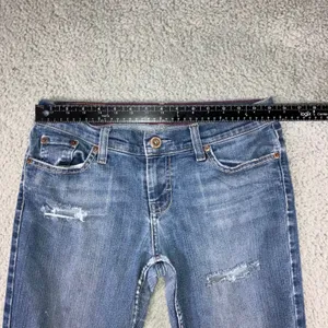 Vtg American Eagle Flare Leg Jeans Women 10 Low Rise Stretch Distressed 30x30‎ thumbnail 4
