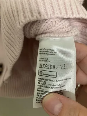 H&M Cropped Ribbed Button Cardigan in Pale Pink thumbnail 6