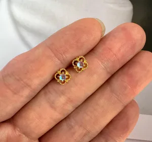 Small Tiny Hollow Stud Earrings for Women Gold thumbnail 4