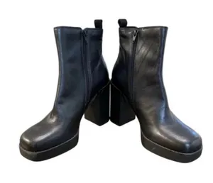 Gianni Bini Black Leather Platform Block Heel Zip Ankle Boots | Size 9.5M | New thumbnail 5