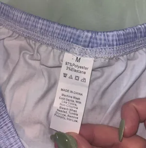 Blue and white checkered pajama shorts Size M thumbnail 2