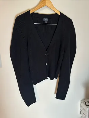 Maeve Anthropologie Luana cropped sweater black extra large thumbnail 2