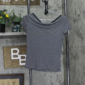 NWT Polly & Esther Juniors Striped Scoop-Neck Skimmer T-Shirt Black Striped L thumbnail 3
