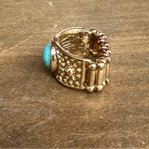 Turquoise gold stretch ring thumbnail 3