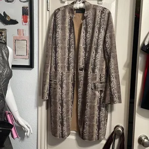 Blank NYC Snake Charmer Vegan Suede Jacket Duster Animal Print Boho Western thumbnail 4