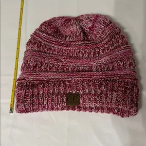 C.C Pink and White Knit Beanie thumbnail 2