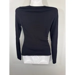 Madewell Black Ruched V-Neck Top Women Small Whimsical Grunge thumbnail 3