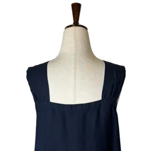 LOFT Square Neck Flounce Dress Women Small Black Linen Blend Trapeze Mini Preppy thumbnail 7