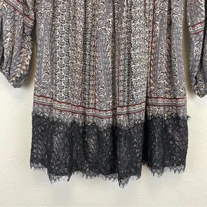 Anthropologie Black and Cream Off the Shoulder Lace Trim Western Boho Top Size S thumbnail 7